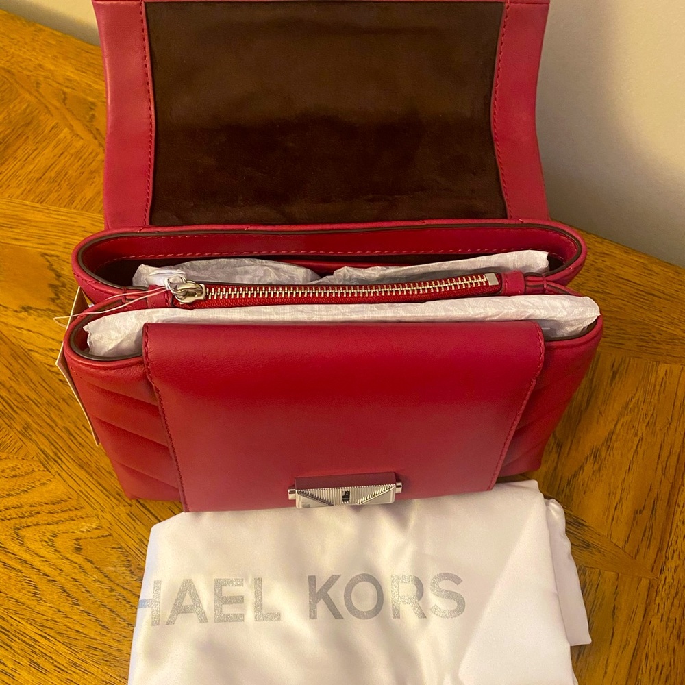 STUNNING Michael Kors CECE Medium Berry Quilted Leather Crossbody Bag NEW